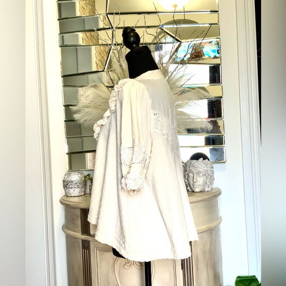 NWOT Free People Short Sleeve Button-Down Shirt Ivory S - Picture 2 of 10